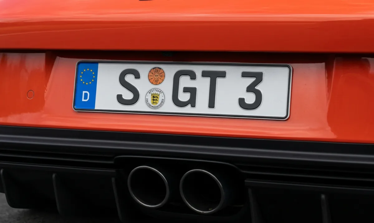 Rotes Fahrzeug mit dem Kennzeichen S GT 3